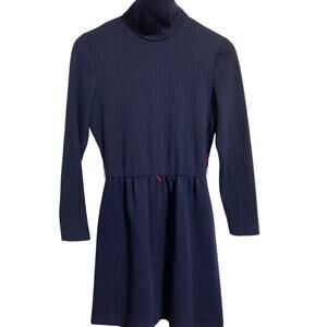 Vintage 1960-70 Gogo mid mod dress navy S stretch